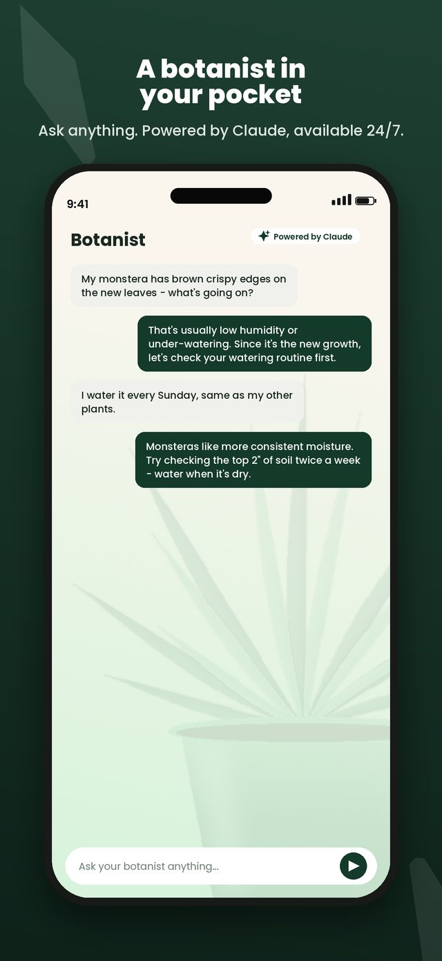 Botanist AI chat screen