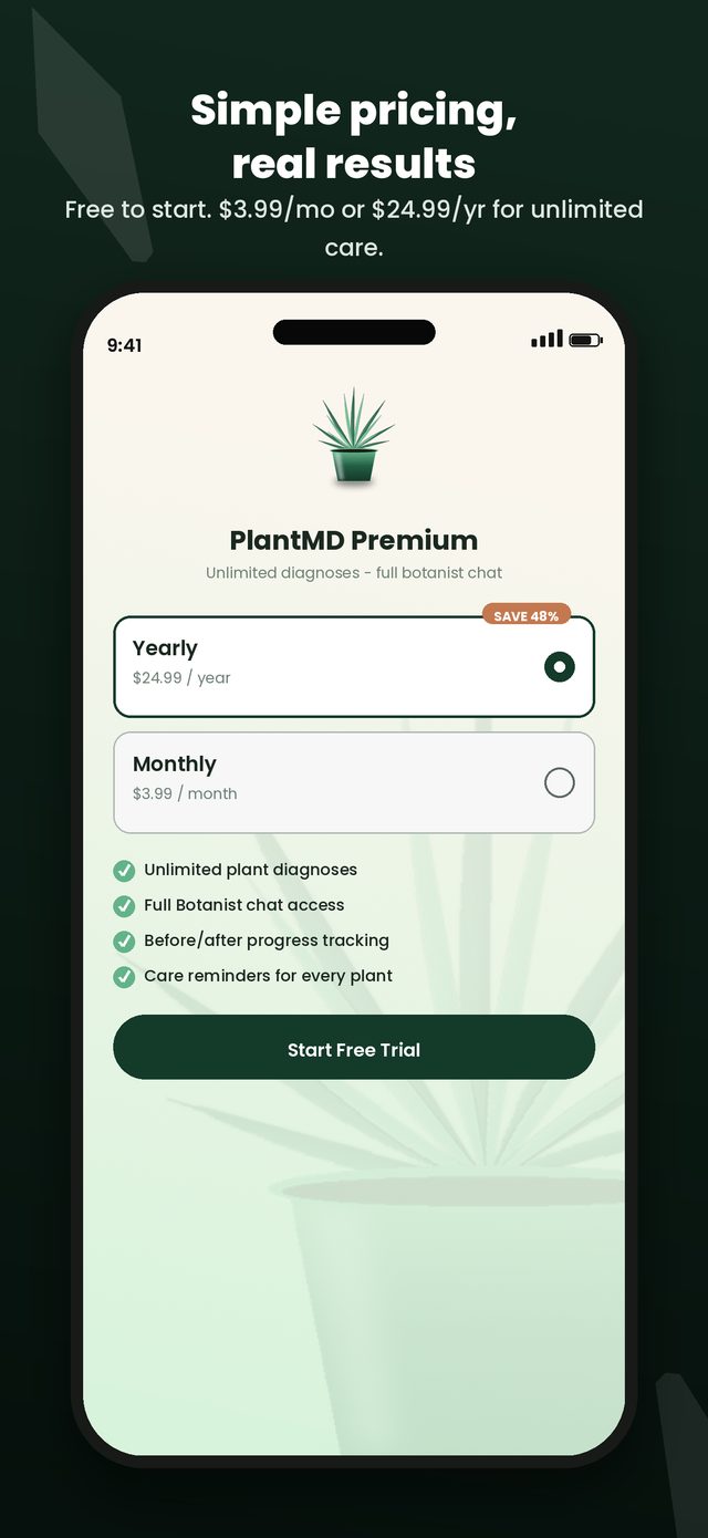 Simple subscription pricing screen